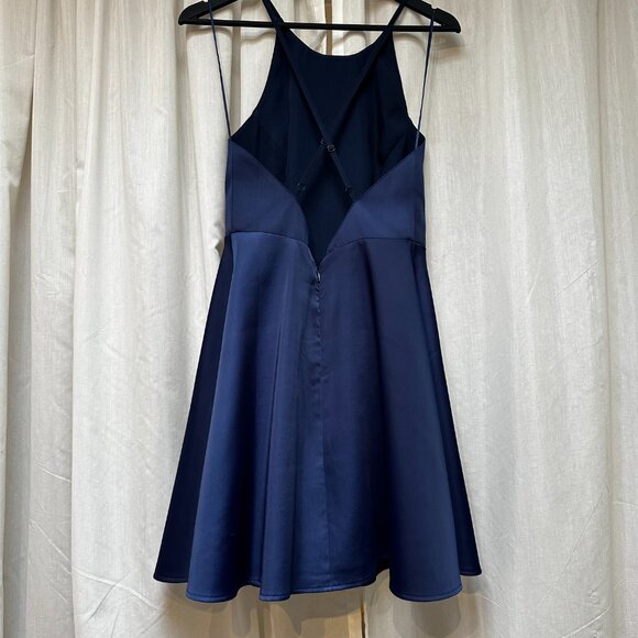 Navy satin like mini dress - Picture 2 of 8